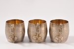 set of 6 beakers, silver, 950 standart, engraving, the 2nd half of the 19th cent., 281.45 g, Paris,...