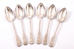 set of spoons, silver, 6 pcs., 84 standard, 282 g, 17.4 cm, workshop of Pavel Ovchinnikov, 1896-1907...