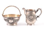 set of sugar-bowl and cream jug, silver, 875 standart, the 30ties of 20th cent., 116.70+110.35 g, by...