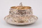 tea pair, silver, Art Nouveau, 375.15 g, Europe, h (cup) 5.7 cm, Ø (saucer) 14.5 cm...