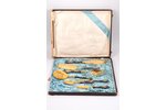 flatware set, silver, 7 items, 875 standard, 545.6 g, (total weight of items), gilding, 27.5 / 27.2...