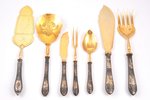 flatware set, silver, 7 items, 875 standard, 545.6 g, (total weight of items), gilding, 27.5 / 27.2...