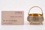 saltcellar, silver, 84 standard, 72.05 g, niello enamel, gilding, h 3.7 cm, Vasiliy Semenov factory,...