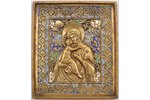 икона, Богоматерь Владимирская, медный сплав, 5-цветная эмаль, Российская империя, 19-й век, 13.8 x...