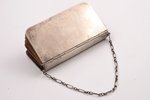 purse, silver, leather, 84 standard, 80.60 g, (item total weight), engraving, 9.5 x 4.9 x 1.6 cm, 19...