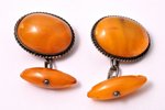 cufflinks, silver, 875 standard, 4.85 g., the item's dimensions 2 x 1.56 cm, amber, the 30ties of 20...