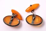 cufflinks, silver, 875 standard, 4.85 g., the item's dimensions 2 x 1.56 cm, amber, the 30ties of 20...