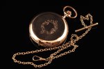 карманные часы, с цепочкой из позолоты, Швейцария, рубеж 19-го и 20-го веков, золото, металл, позоло...