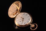 kabatas pulkstenis, ar apzeltītu metāla ķēdīti, Šveice, 19. un 20. gadsimtu robeža, zelts, metāls, z...
