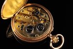 kabatas pulkstenis, Šveice, 20. gs. sākums, zelts, metāls, 585 prove, (kopējs) 21.20 g, 3.8 x 3 cm,...