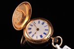 карманные часы, с алмазом, Швейцария, начало 20-го века, золото, 56, 585 проба, 17.67 г, 33.5 x 26.5...
