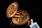 карманные часы, с алмазом, Швейцария, начало 20-го века, золото, 56, 585 проба, 17.67 г, 33.5 x 26.5...