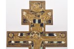 крест, Распятие Христово, медный сплав, 3-цветная эмаль, Российская империя, 19-й век, 38.1 x 19.9 x...