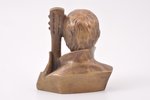 bust, V. Visockiy, bronze, h 10.5 cm, weight 896.30 g., USSR, Leningrad factory "Monumentskulptura",...