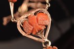 a set (earrings, necklace), gold, 2.73 + 8.40 g., the item's dimensions (necklace) 42.5 cm, Coral of...