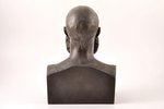 бюст, скульптор М.Попов, бронза, 25.3(h) x 17.5 x 11.5 см, вес 4650 г., Российская империя, авторска...