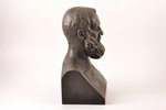 bust, by M.Popov, bronze, 25.3(h) x 17.5 x 11.5 cm, weight 4650 g., Russia, sculptor's work, the bor...