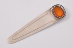 bookmark, silver, with a piece of amber, 875 standard, 7.55 g, 9 x 2.4 cm, the 30ties of 20th cent.,...