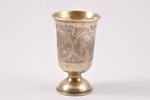 little glass, silver, 84 standard, 56.60 g, engraving, gilding, h 8.4 cm, by Israel Eseevich Zakhode...