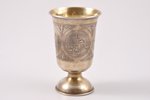 little glass, silver, 84 standard, 56.60 g, engraving, gilding, h 8.4 cm, by Israel Eseevich Zakhode...