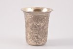 goblet, silver, 84 standard, 64.30 g, engraving, h 7.6 cm, by Israel Eseevich Zakhoder, 1890, Moscow...