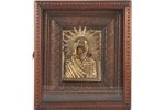 icon, Our Lady of Kazan, in icon case, board, silver, painting, 84 standart, Russia, the beginning o...