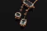 a necklace, gold, 56 standart, 7.45 g., the item's dimensions (chain length) 37 cm, aquamarine, the...