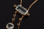 a necklace, gold, 56 standart, 7.45 g., the item's dimensions (chain length) 37 cm, aquamarine, the...