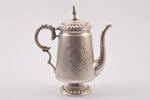small teapot, silver, 84 standart, engraving, 1887, 222.15 g, Riga, Latvia, Russia, h (with a lid) 1...