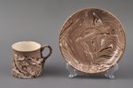 tea pair, "Jasper", porcelain, Fedjashin's factory in Zhirovo village, Russia, the end of the 19th c...