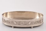 biscuit tray, silver, with metal inset, 950 standart, the 20th century, (silver) 266g, France, 29 x...