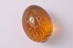 яйцо пасхальное, "Христос Воскресе!", начало 20-го века, h 4 см, Ильгюциемская стекольная фабрика (?...