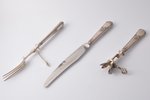 flatware set (meat cutlery), silver, 950 standart, the 19th cent., (total) 341.30g, France, 32 cm /...