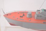 e-boat model, USSR, 1978, 42.5 x 9.5 x 21 cm, with dedication inscription "To Captain 3rd rank Matyu...