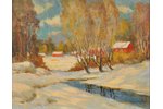 Kuzņecovs Pāvels (1878-1968), Ciemats ziemā, audekls, eļļa, 46 x 58 cm...