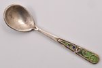 spoon for salt, silver, 916 standard, 4.80 g, cloisonne enamel, 6.4 cm, the 50ies of 20th cent., USS...