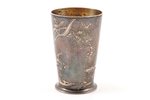 beaker, silver, art nouveau, 84 standard, 40.70 g, engraving, niello enamel, h 6.3 cm, by Pyotr Bask...