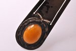 bookmark, silver, amber, 875 standard, 8.35 g, 9.4 x 2.2 cm, the 20-30ties of 20th cent., Latvia...