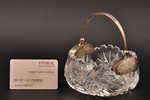 конфетница, серебро, хрусталь, 875 проба, Ø 12 см, 20-е годы 20го века, Латвия...