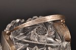 candy-bowl, silver, crystal, 875 standard, Ø 12 cm, the 20ties of 20th cent., Latvia...