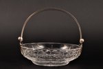 candy-bowl, silver, crystal, 875 standard, Ø 11.7 cm, the 20-30ties of 20th cent., Latvia...