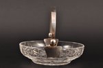 candy-bowl, silver, crystal, 875 standard, Ø 11.7 cm, the 20-30ties of 20th cent., Latvia...