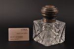ink-pot, silver, crystal, 875 standard, h 15 cm, the 30ties of 20th cent., Latvia, chips on bottom...