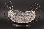 fruit dish, silver, Art Deco, crystal, 875 standard, 41.5 x 18.5 x 29 cm, the 30ties of 20th cent.,...