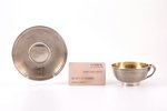 tea pair, silver, 950 standard, 193.65 g, h (cup) 4.2 cm, Ø (plate) 12.4 cm, France...