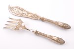 fish serving set, silver, 950 standard, 317.40 g, (total weight of items), 31 / 27.7 cm, France...