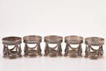 set of 5 cup holders, silver, 84 standart, 1908-1916, 344.20 g, "Fabergé", Moscow, Russia, h 4.5 cm...