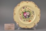 plate, hand-painted, porcelain, A. Popov manufactory, Russia, the middle of the 19th cent., Ø 22.7 -...