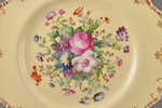 plate, hand-painted, porcelain, A. Popov manufactory, Russia, the middle of the 19th cent., Ø 22.7 -...