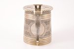 beer mug, silver, 84 standard, 486.10 g, niello enamel, gilding, h 12.6 cm, 1868, Moscow, Russia...